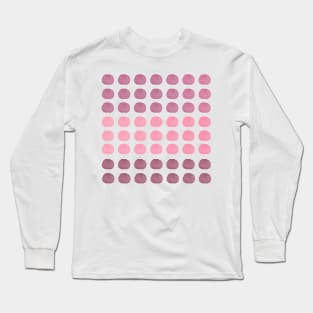 Pink Plum Watercolor Cute Happy Polka Dots Art Long Sleeve T-Shirt